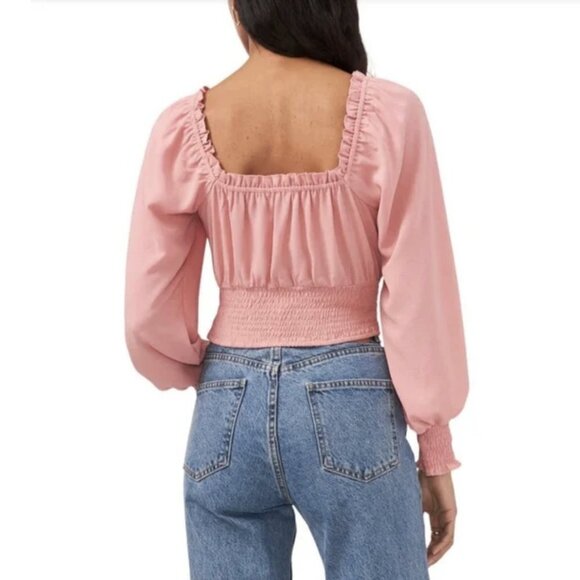 NWT 1. STATE Revolve Long Sleeve Smocked Blouse in Blush Sz. XL - Picture 5 of 5